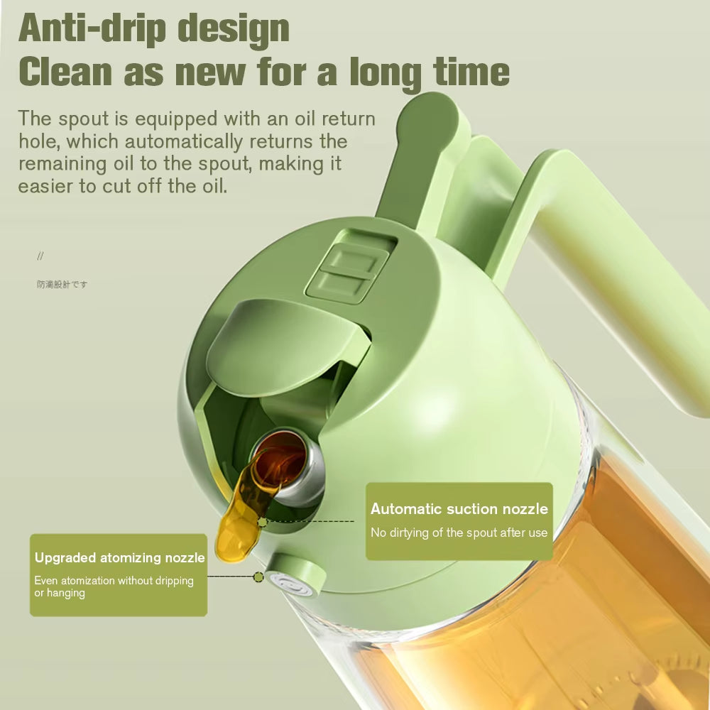 2In1 470Ml Glass Spray Oil Sprayer Bottle Spray Oil Dispenser Oil Jar Cruet BBQ Kitchen Cooking Roasting Picnic Kitchen Tools