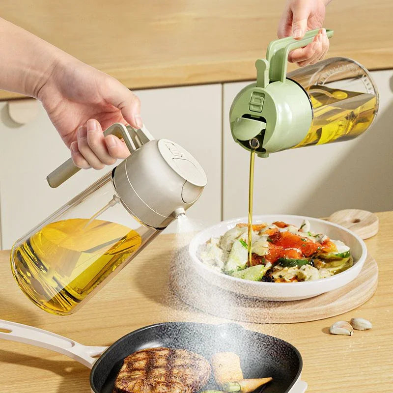 2In1 470Ml Glass Spray Oil Sprayer Bottle Spray Oil Dispenser Oil Jar Cruet BBQ Kitchen Cooking Roasting Picnic Kitchen Tools