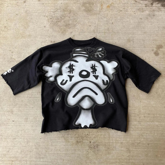 Y2K T Shirt Mens Womens New Punk Rock Vintage Oversized T Shirt Hip Hop Harajuku Clown Graphic Printed Cotton Short Sleeve Tops