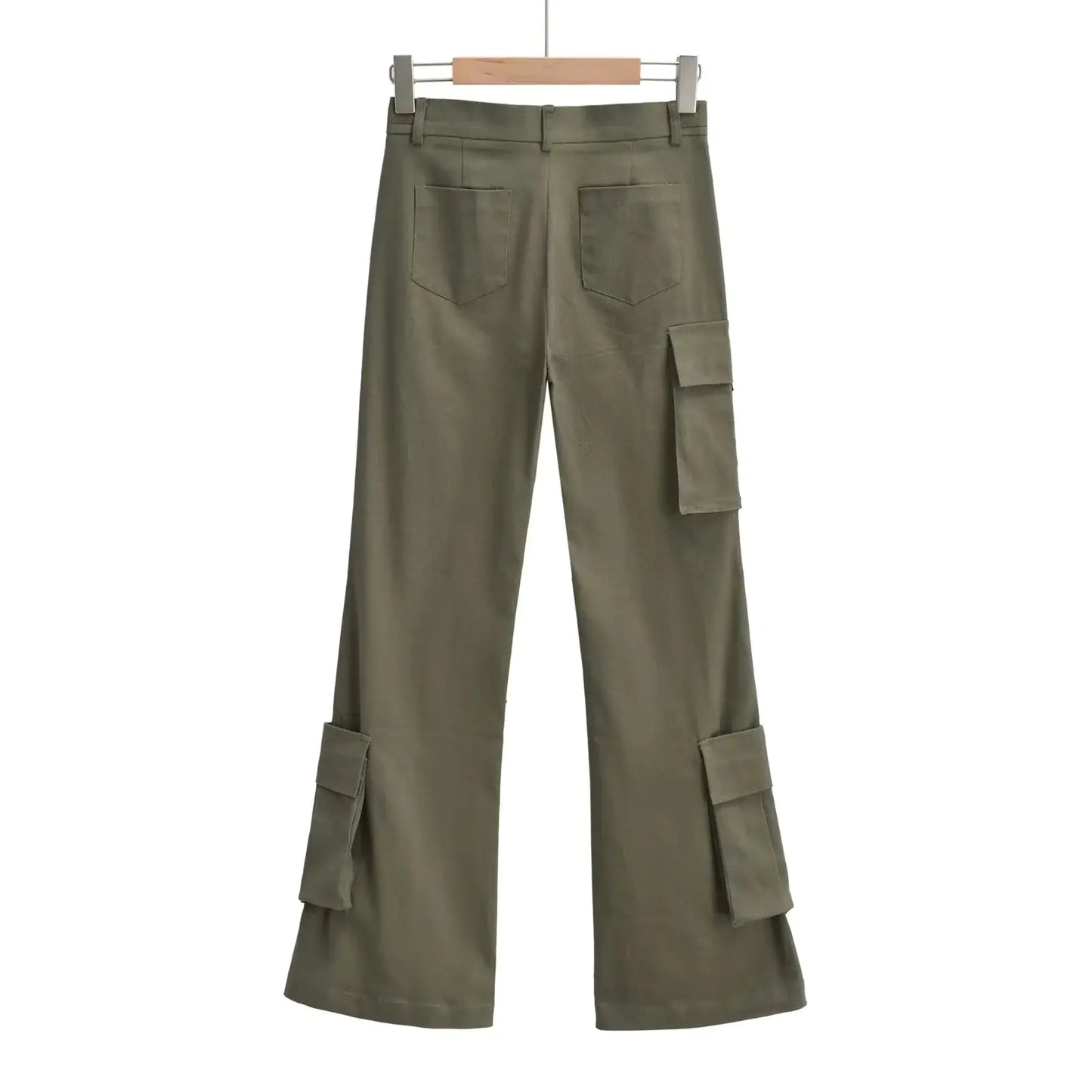 Vintage Style Multi-Pocket Flare Pants for Women