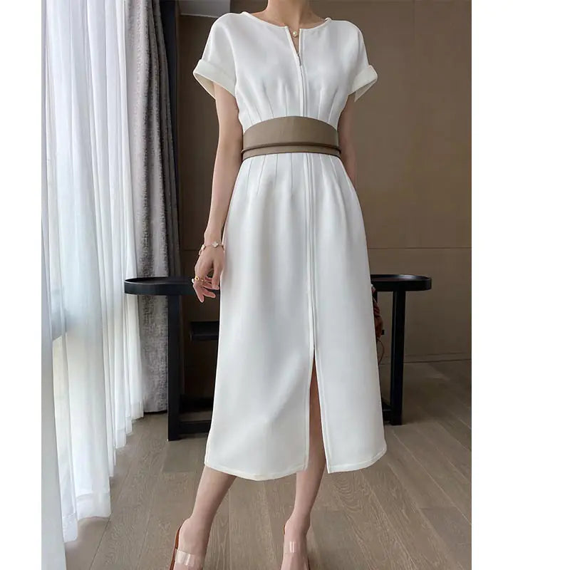 Sculptural White Tea Dress - Elegant Long Summer Dress