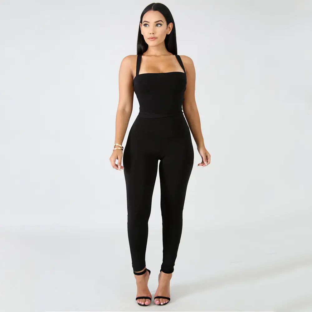 Women's Strappy Jumpsuit with Tie Detail