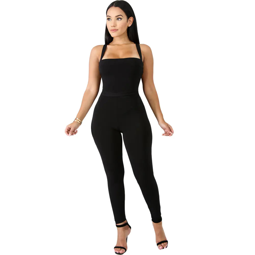 Women's Strappy Jumpsuit with Tie Detail