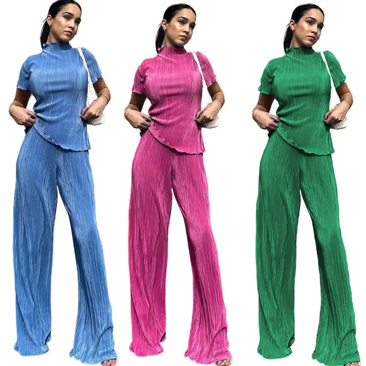 2024 Spring Women's Solid Color Two-Piece Set