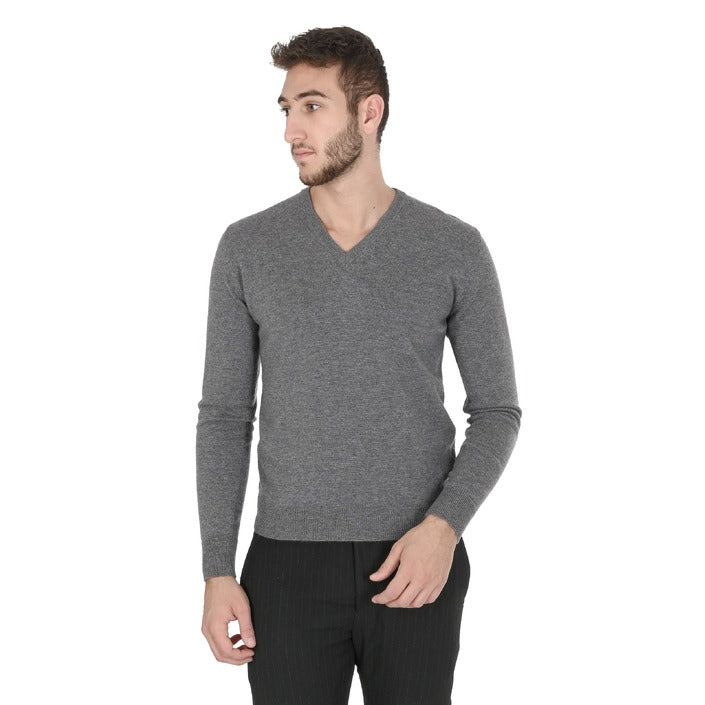 Crown of Edinburgh Cashmere - Crown of Edinburgh Cashmere Mens V Neck Sweater COE 0012 GREY
