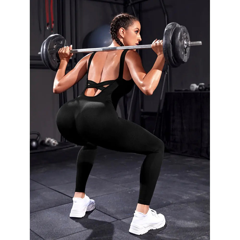 Cross Backless Sports Jumpsuit for Yoga Workouts