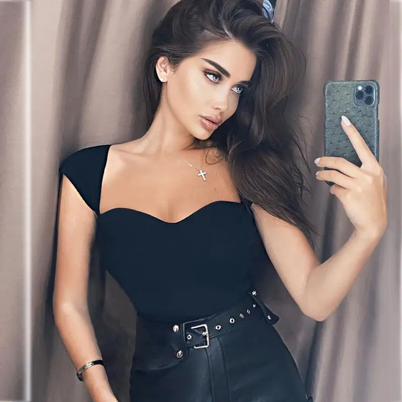 2020 Women's Slim Fit Solid Color T-Shirt with Y-Neck