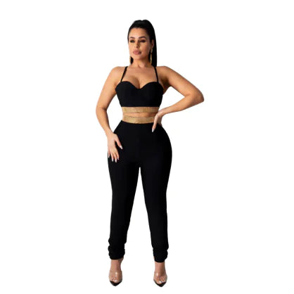 Women's Sexy Off-Shoulder Rhinestone Jumpsuit