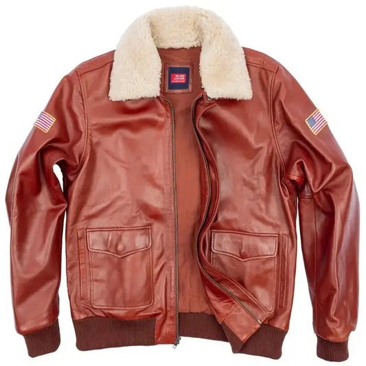 US Flag G-1 Leather Aviator Jacket-0