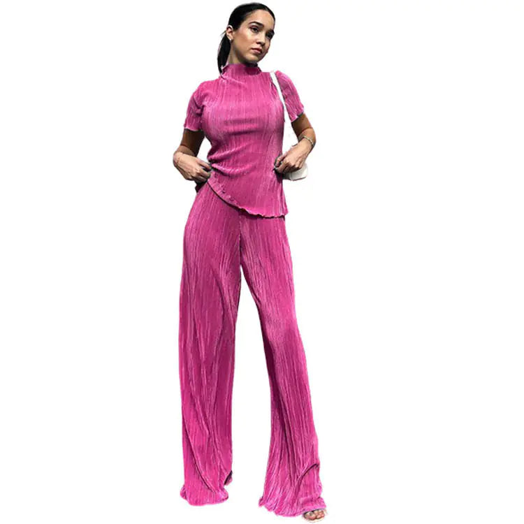 2024 Spring Women's Solid Color Two-Piece Set