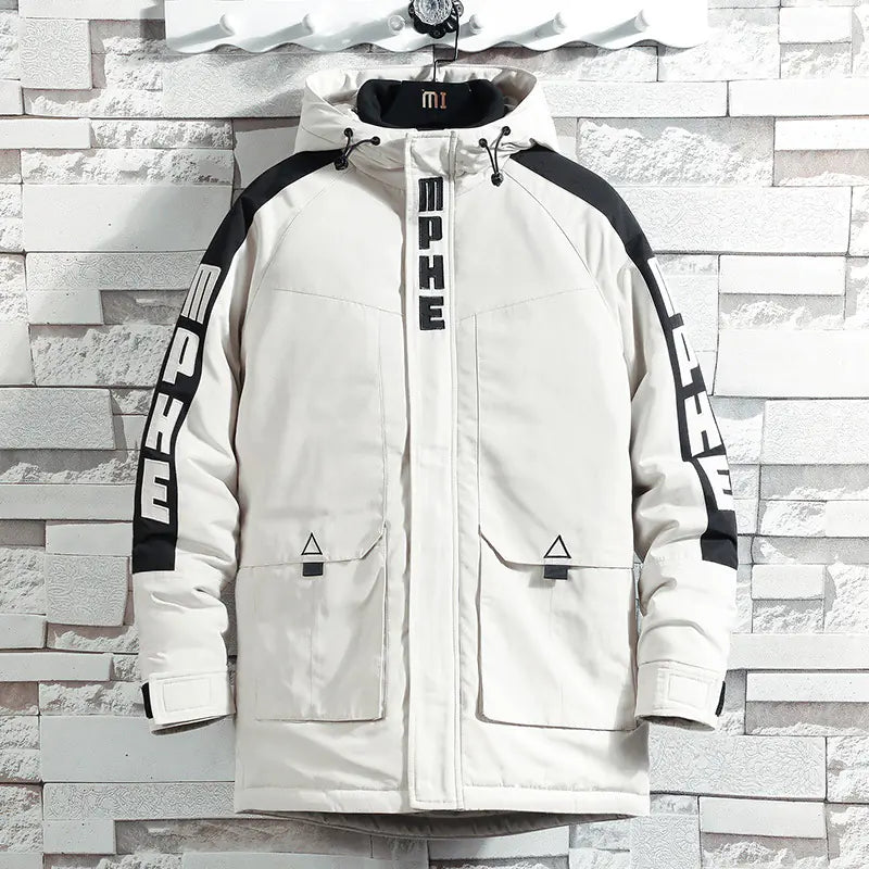 Jieren Winter Casual Color Block Hoodie Cotton Jacket