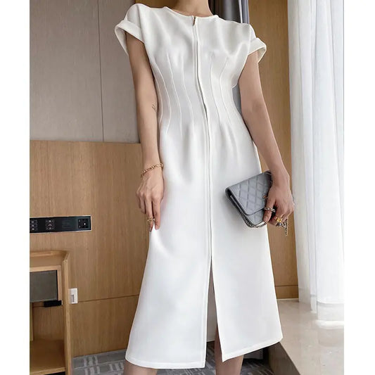 Sculptural White Tea Dress - Elegant Long Summer Dress