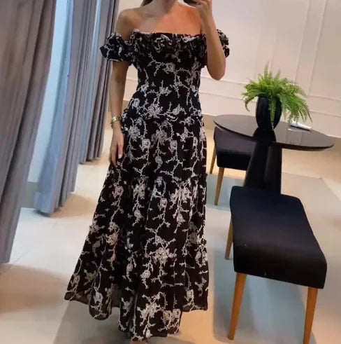 Sara Off-Shoulder High-Waist Dress (One Piece)